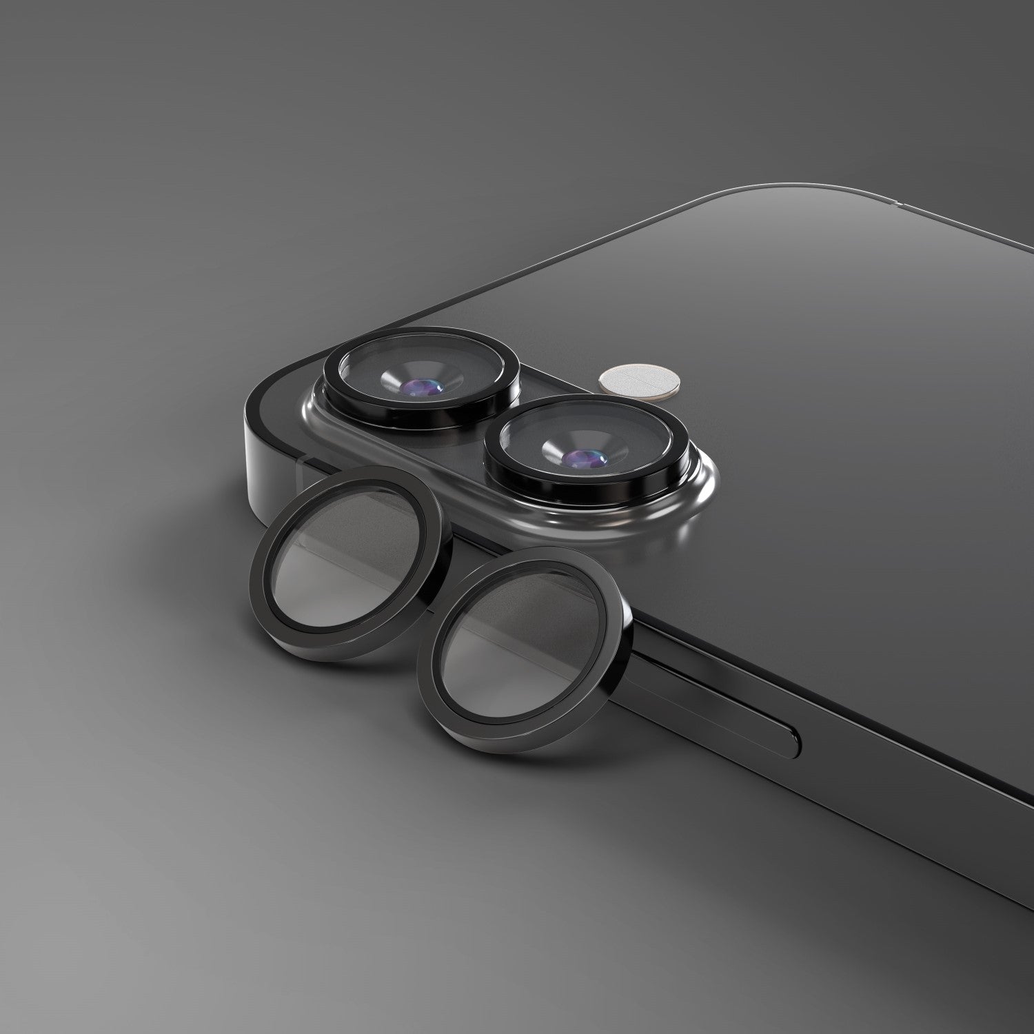 Verre trempé protection objectif iPhone 16/16 Plus noir Etteri