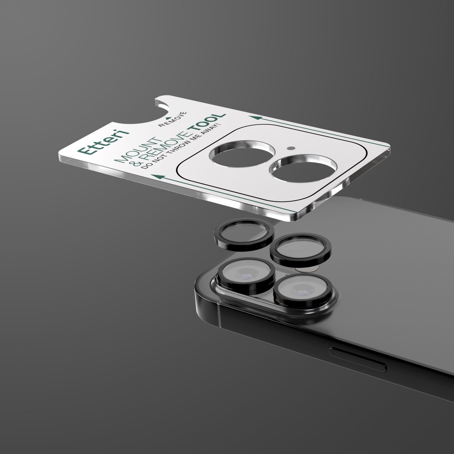 Verre trempé protection objectif iPhone 16/16 Plus noir Etteri