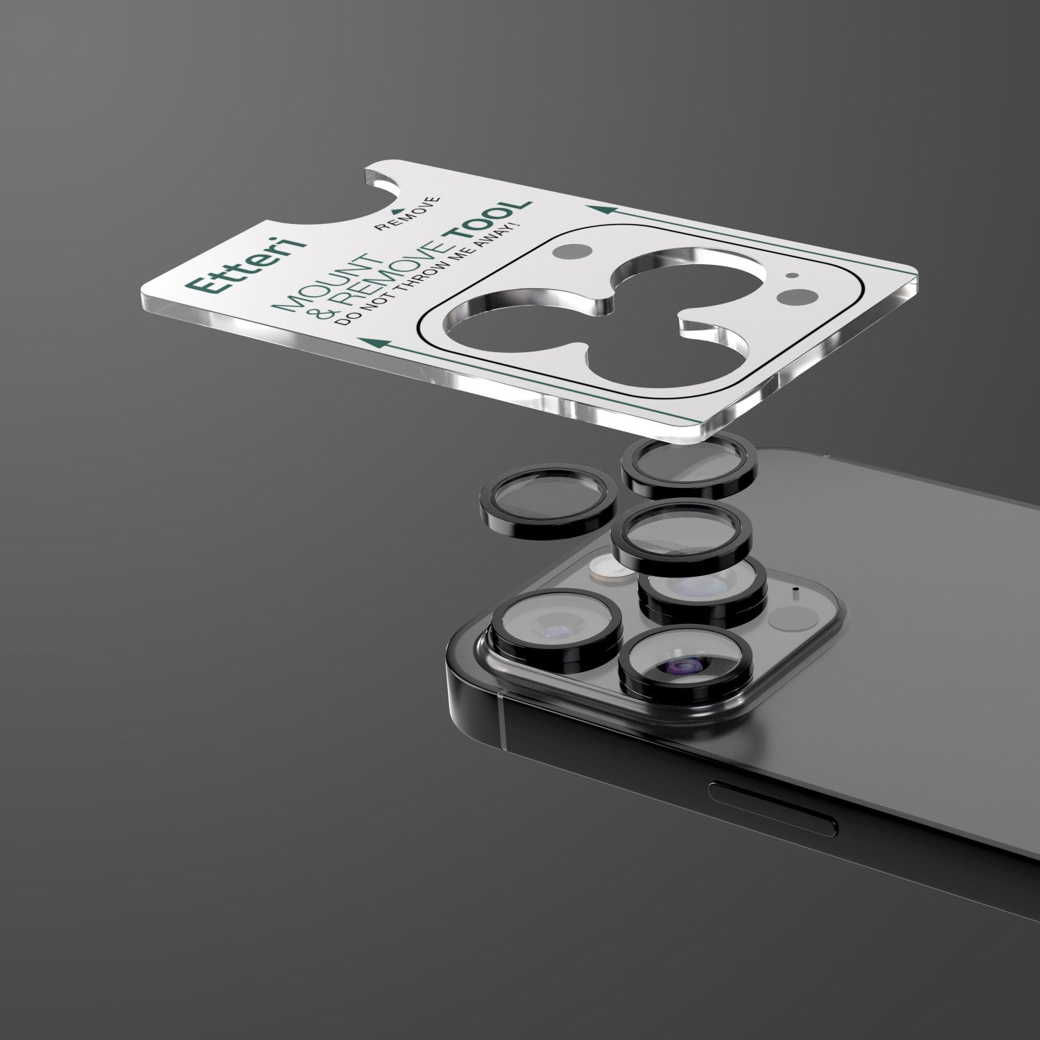 Verre Trempe Etteri Protecteur Lentille Camera iPhone 16 Pro/Max Noir