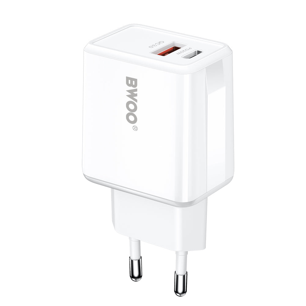 BWOO wall charger CDA182 QC 38W 1x USB-A + 1x USB-C with USB-C cable 1 m black
