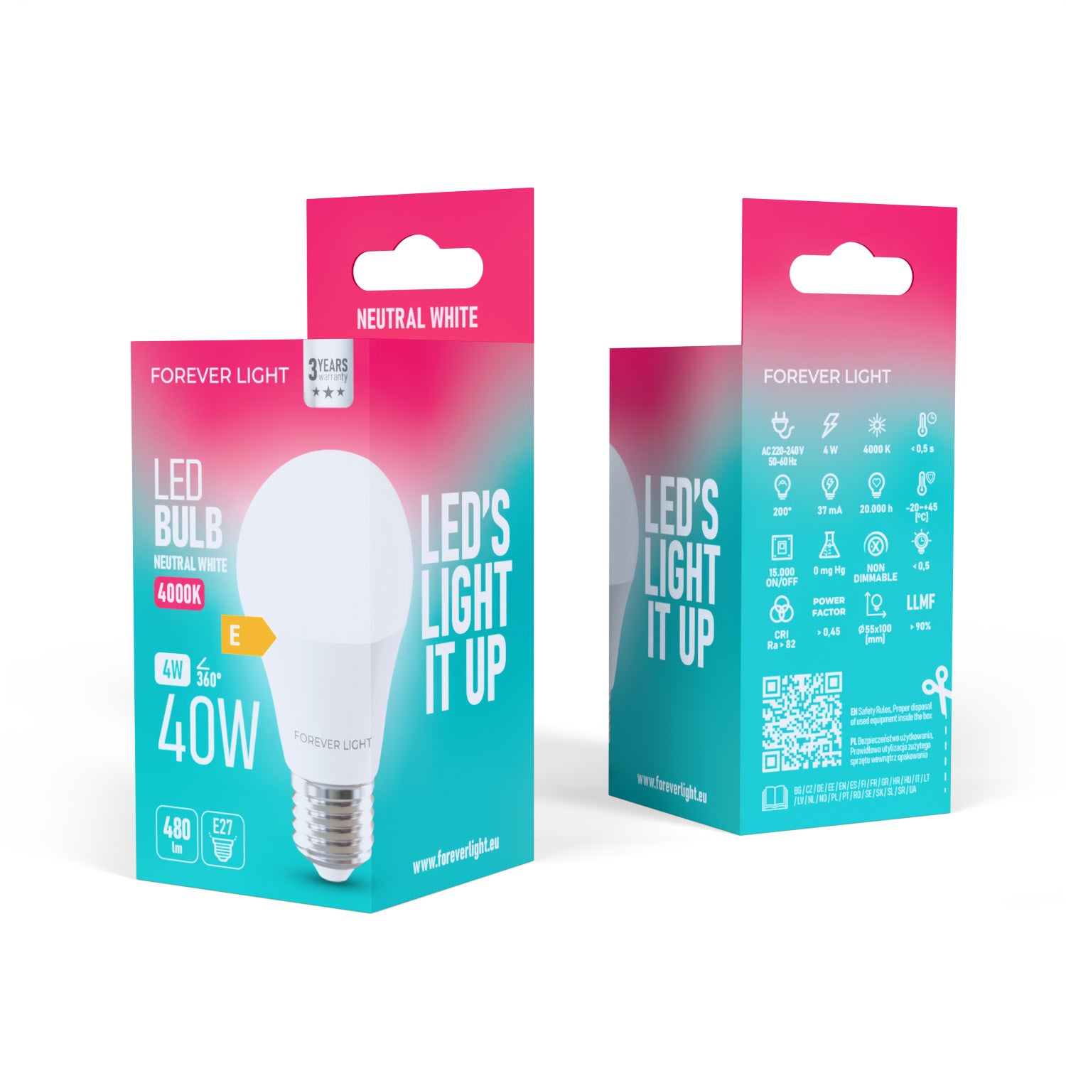 Ampoule LED E27 A55 4W 480lm 4000K Blanc Neutre Forever Light