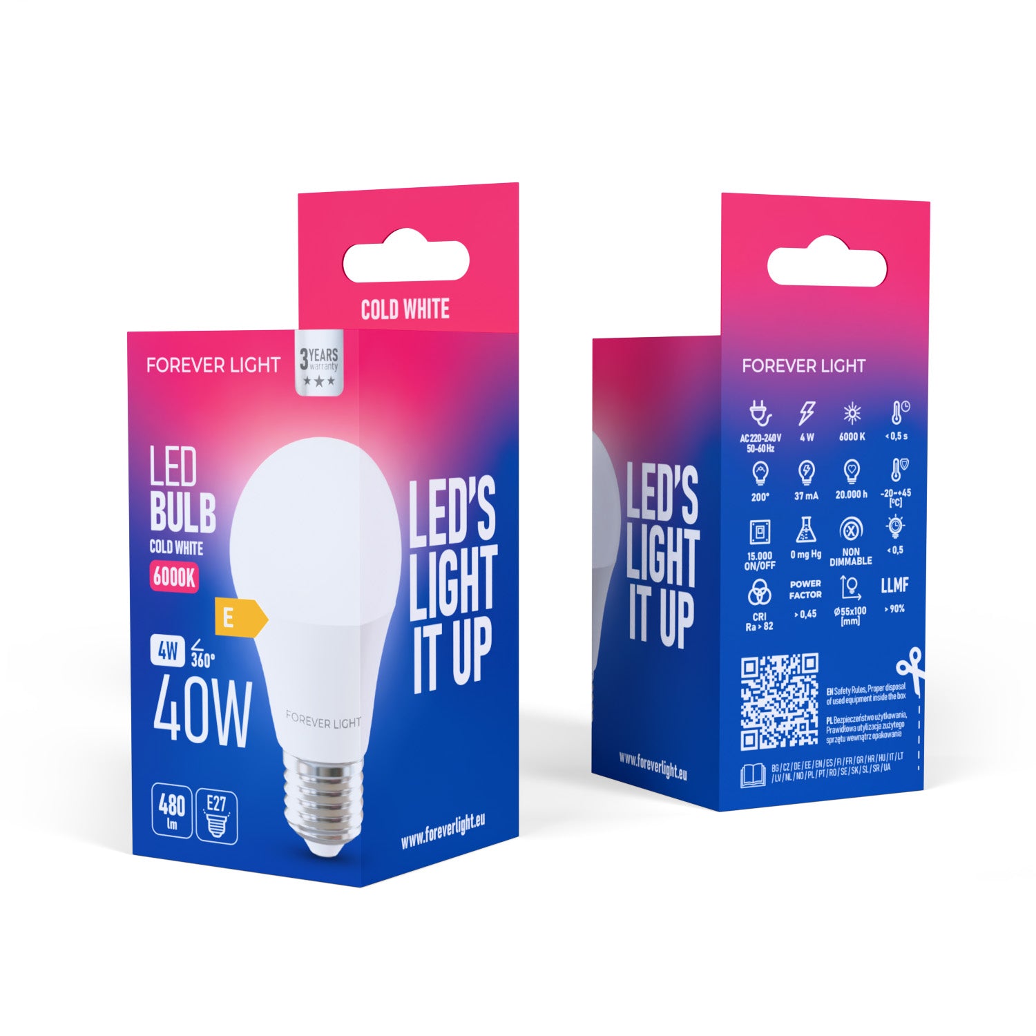 Ampoule LED E27 A55 4W 480lm Blanc Froid 6000K Classe E