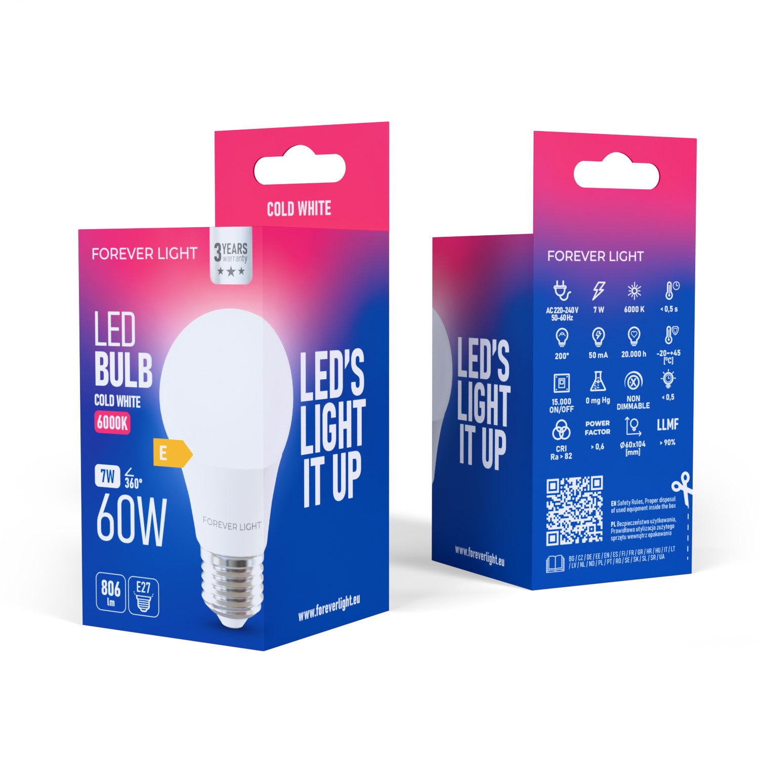 Ampoule LED E27 A60 7W 806lm 6000K Forever Light