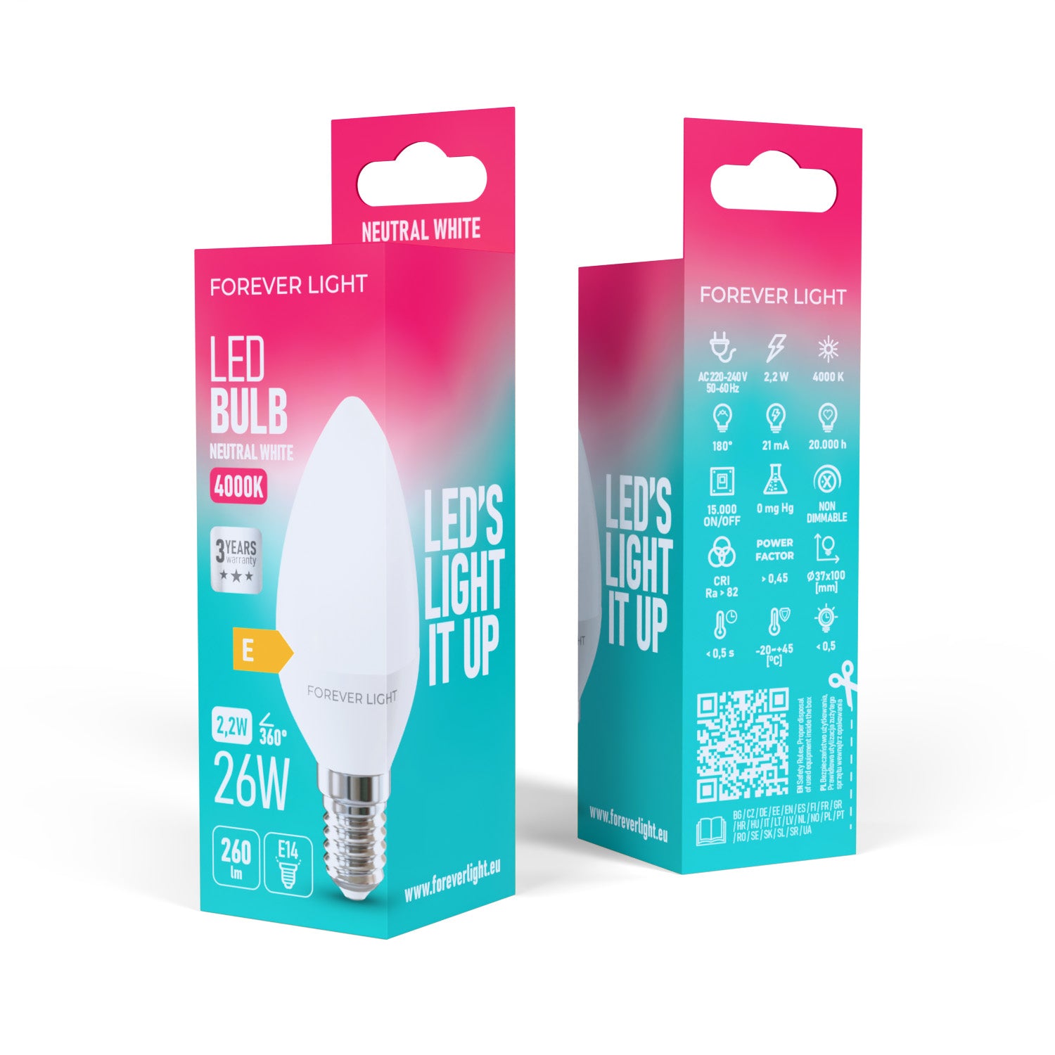 Ampoule LED E14 C37 2.2W 260lm 4000K Forever Light