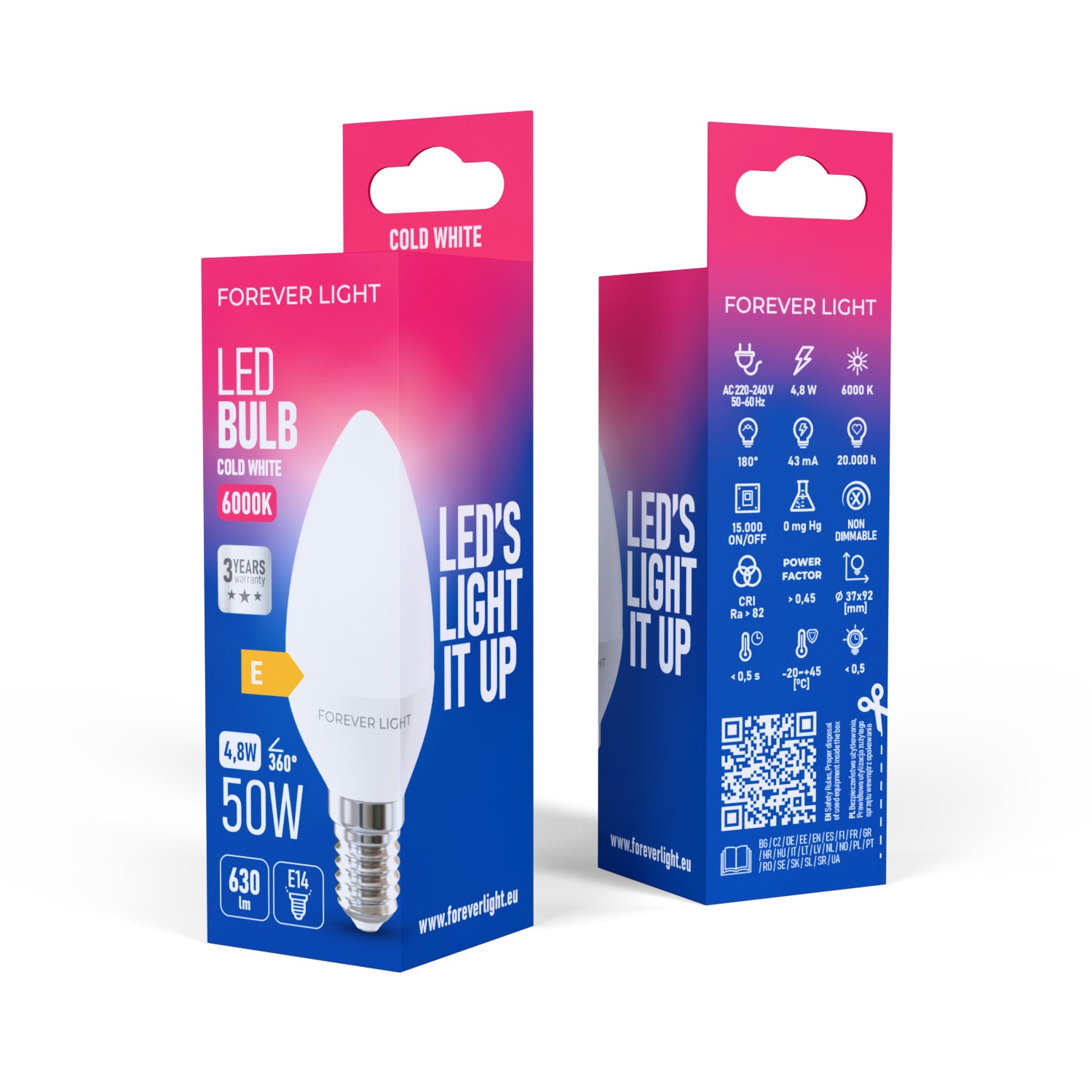 Ampoule LED E14 C37 4.8W 630lm 6000K Forever Light