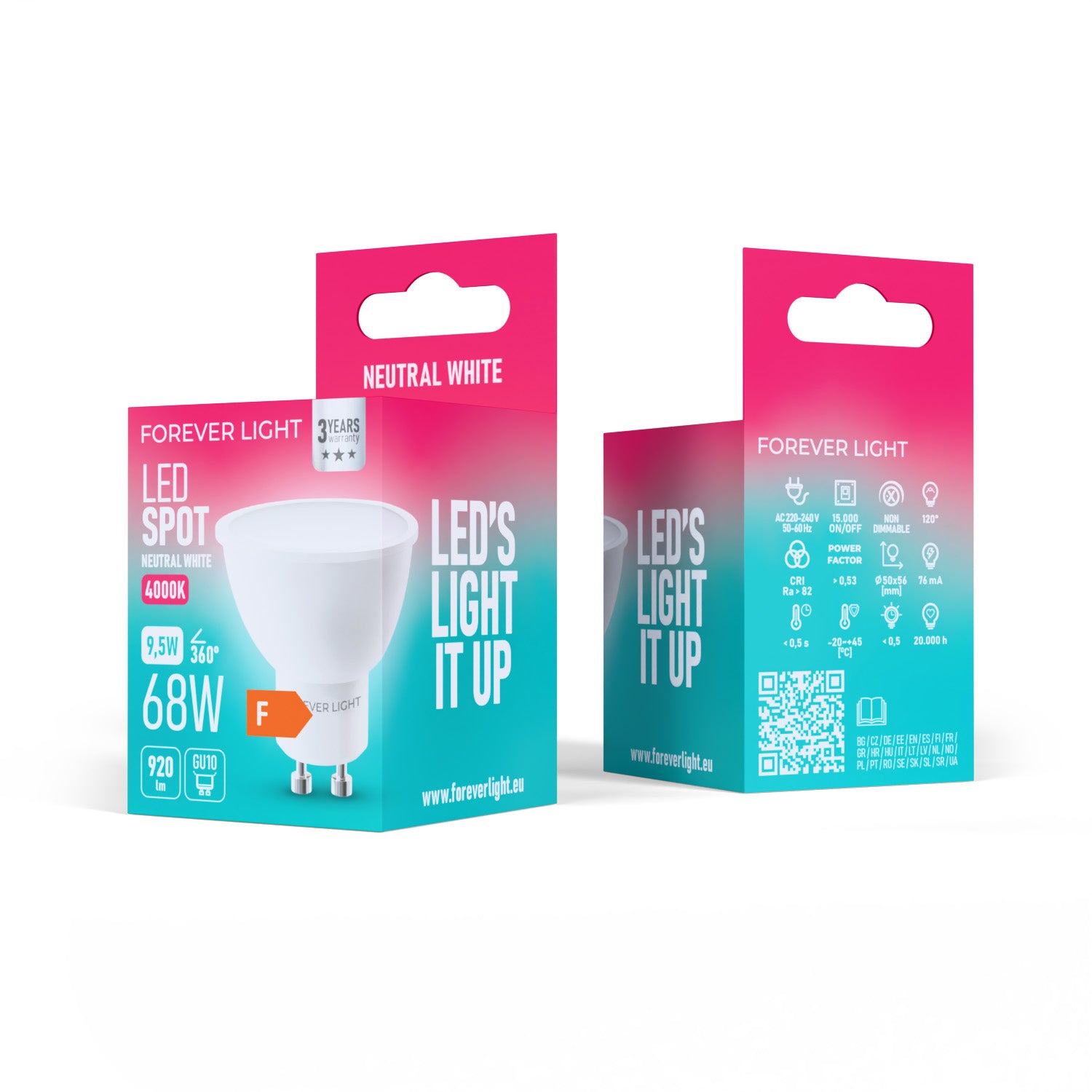Forever Light LED Bulb GU10 9.5W 920lm 4000K class F