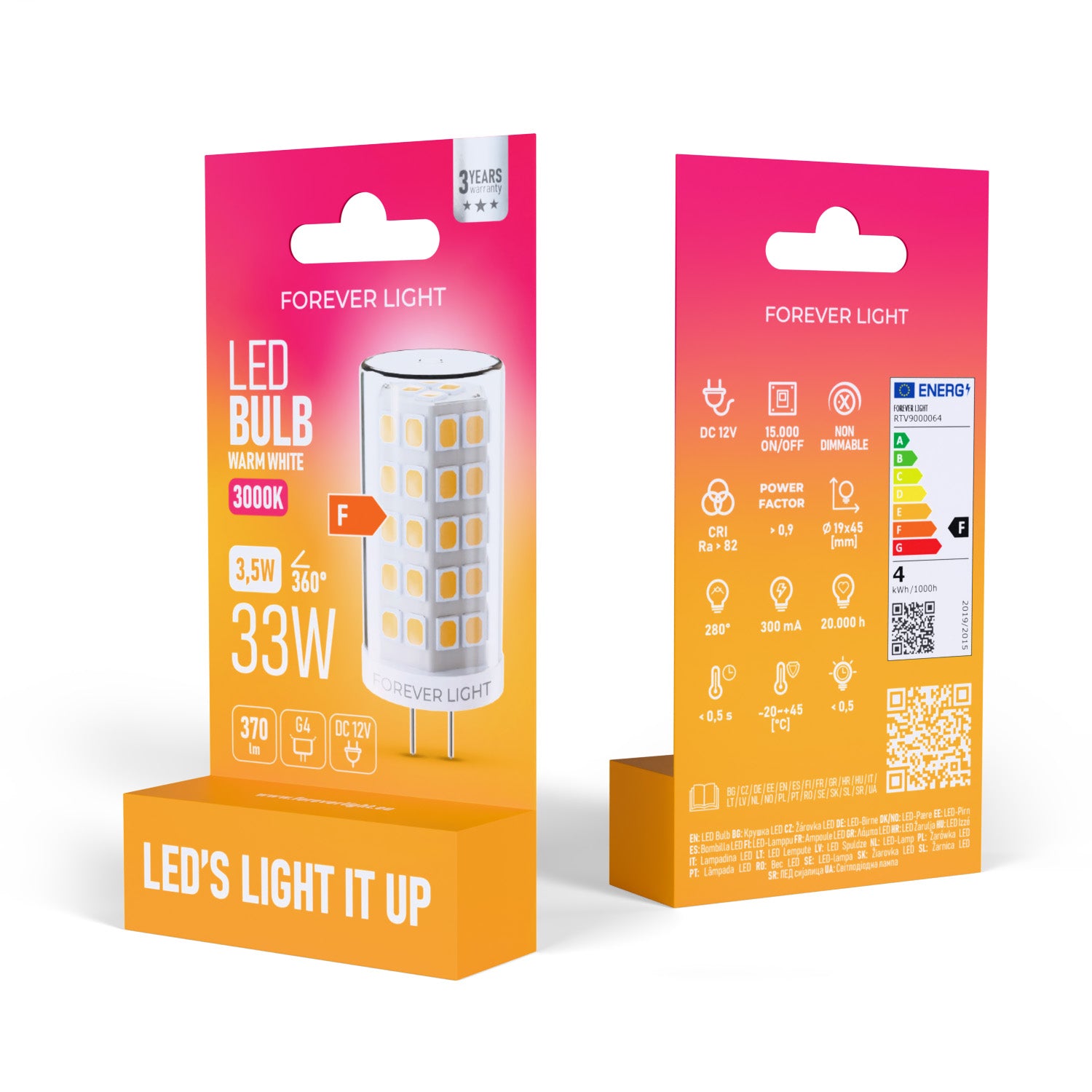 Ampoule LED G4 3.5W 370lm 3000K 12V Forever Light