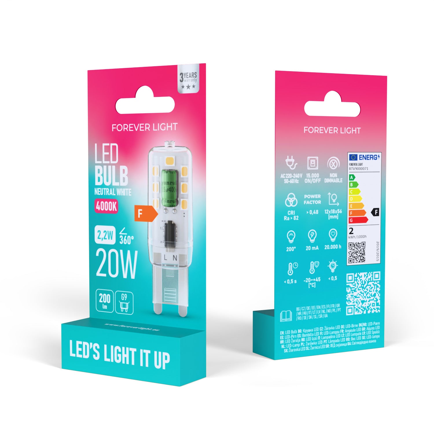 Ampoule LED G9 2.2W 200lm 4000K classe F Forever Light