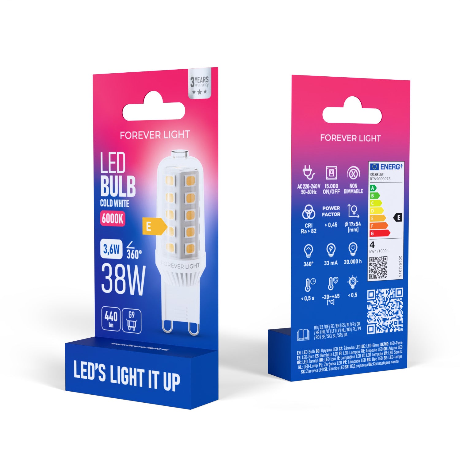 Ampoule LED G9 3.6W 440lm 6000K céramique classe E