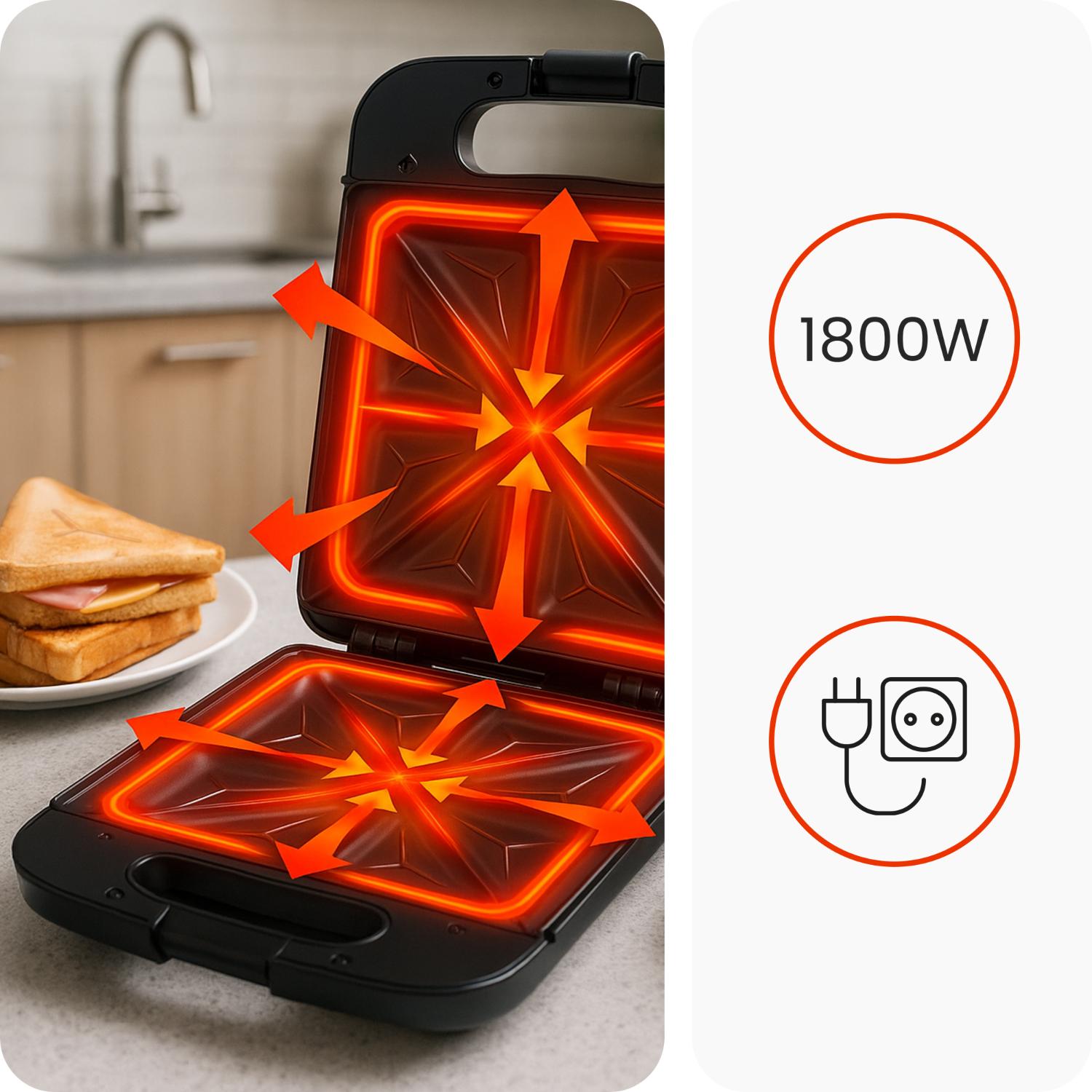 Huslog 4-slice sandwich maker 1800W