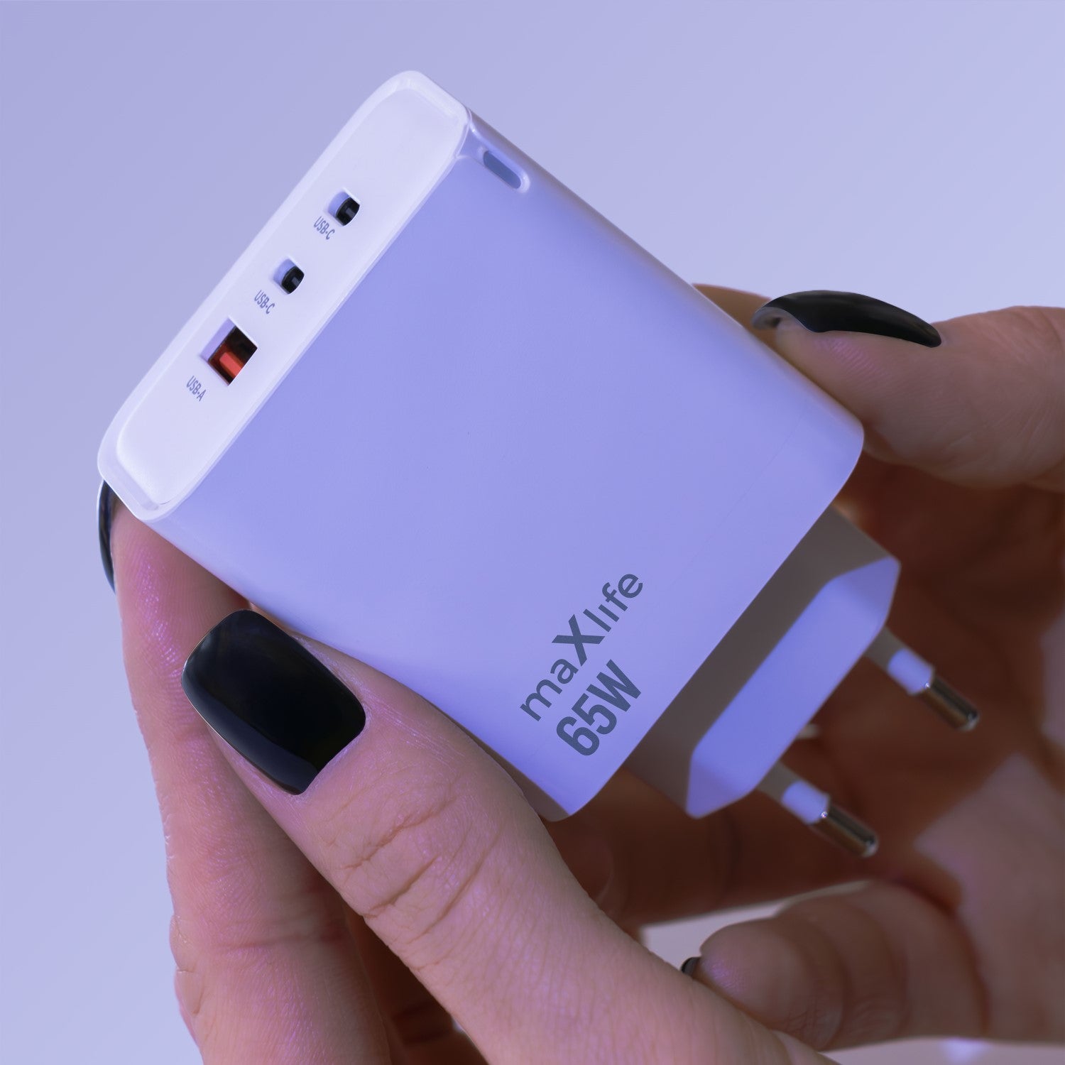 Chargeur Maxlife 65W 2x USB-C 1x USB-A GaN