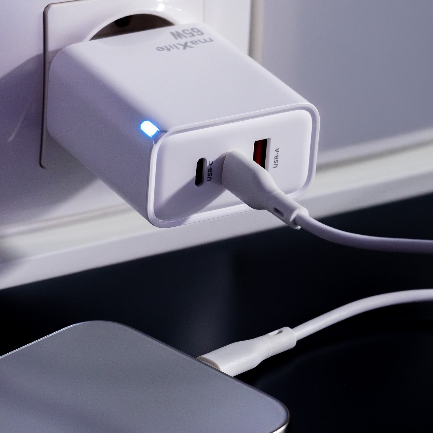Chargeur Maxlife 65W 2x USB-C 1x USB-A GaN
