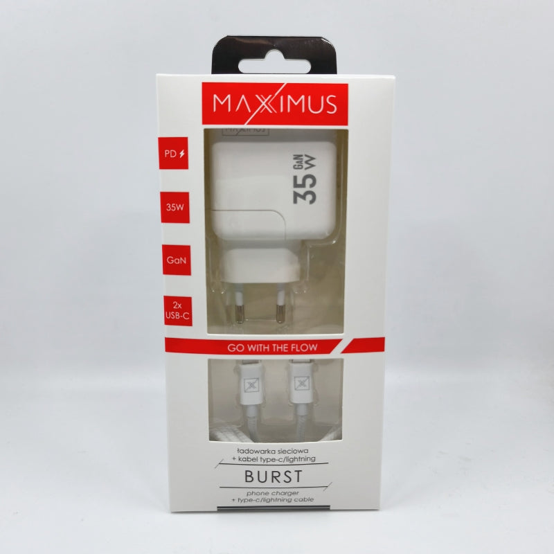 Chargeur secteur Maxximus MX Burst 35W GaN — 2 USB-C