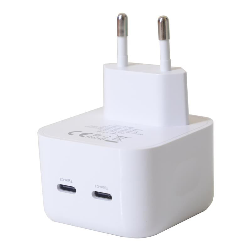 Chargeur Maxximus MX Thunder PD 35W — 2 USB-C Blanc