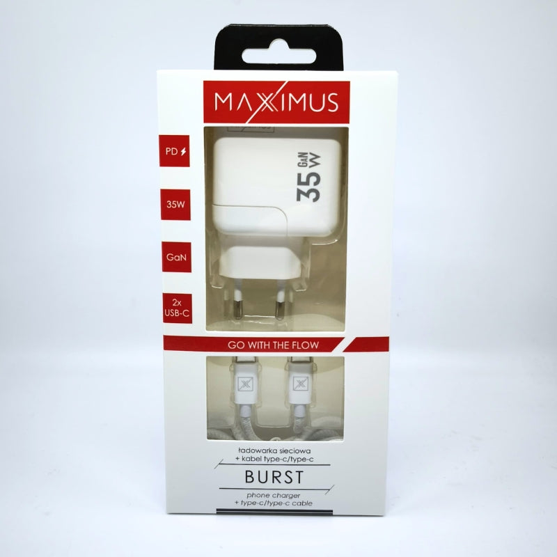 Chargeur mural Maxximus MX Burst GaN 35W — 2x USB-C