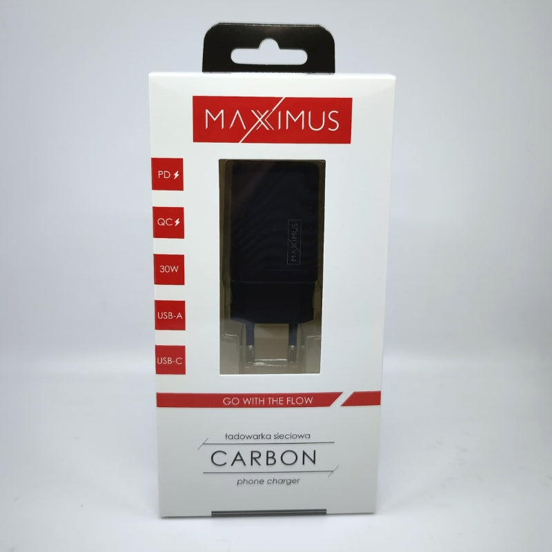 Chargeur Maxximus MX Carbon 30W PD+QC USB-A/C