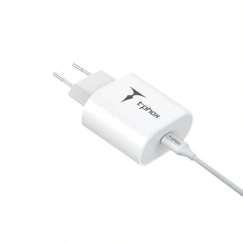 WALL CHARGER T-PHOX ISPEED 20W USB-C/LIGHTNING CABLE WHITE