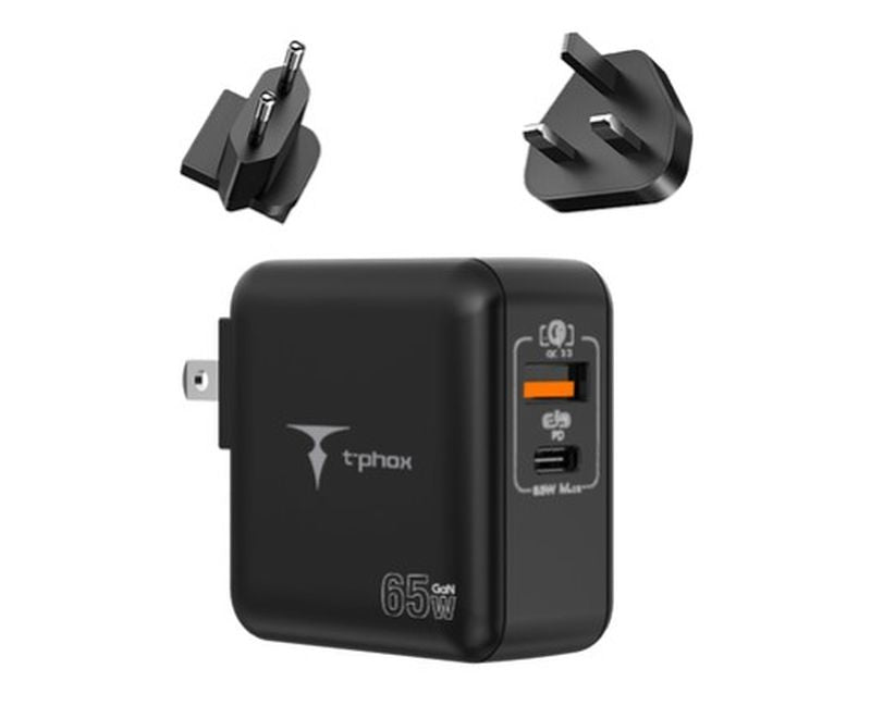 WALL CHARGER T-PHOX MEGA T-PP09 GAN PD 65W USB/USB-C BLACK