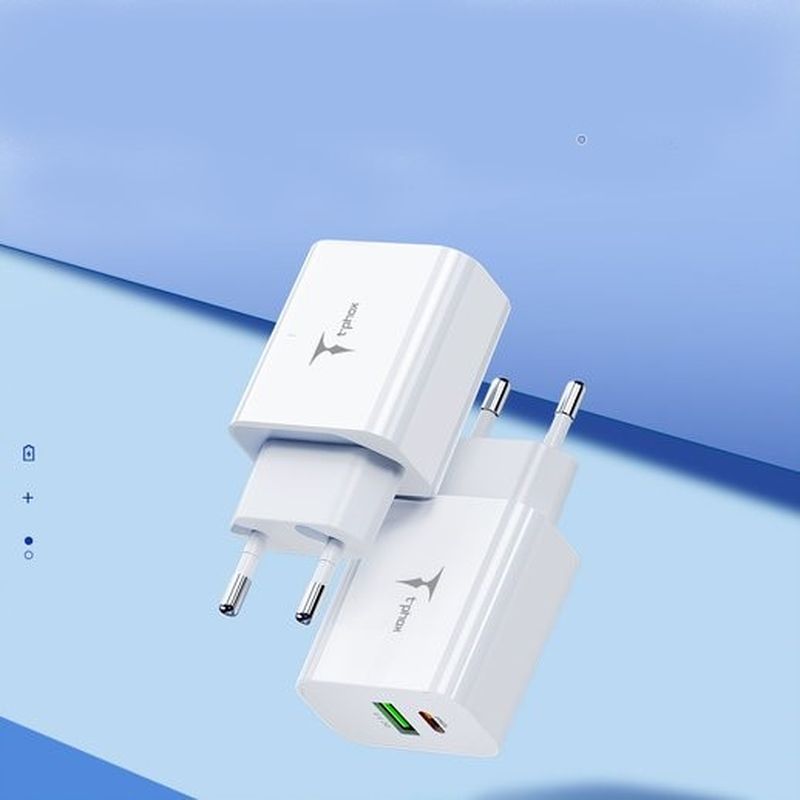 WALL CHARGER T-PHOX SPEEDY USB-C 20W + USB 18W QC 3.0 WHITE