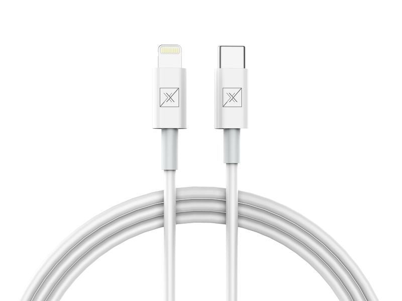 Chargeur Voiture Maxximus MX Kappa 18W — Dual USB-A/USB-C + Câble Type-C/Lightning 20W Blanc
