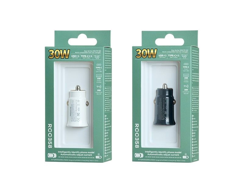 CAR CHARGER REMAX SIYA SERIES 30W RCC358 PD QC USB-C/USB BLACK