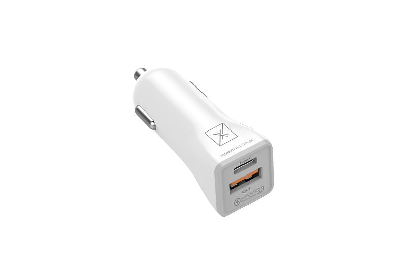 CAR CHARGER  MX KAPPA 18W PD+QC, USB-A+C  WHITE