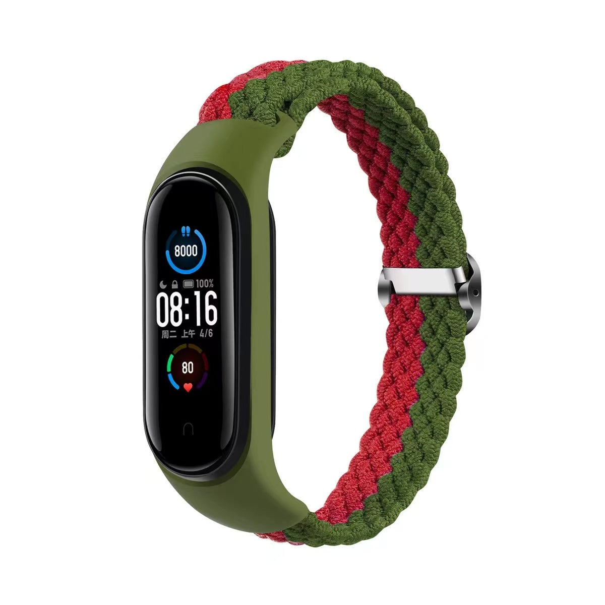 BRAIDED BAND SMART BAND M5/M6/M7 GREEN-RED