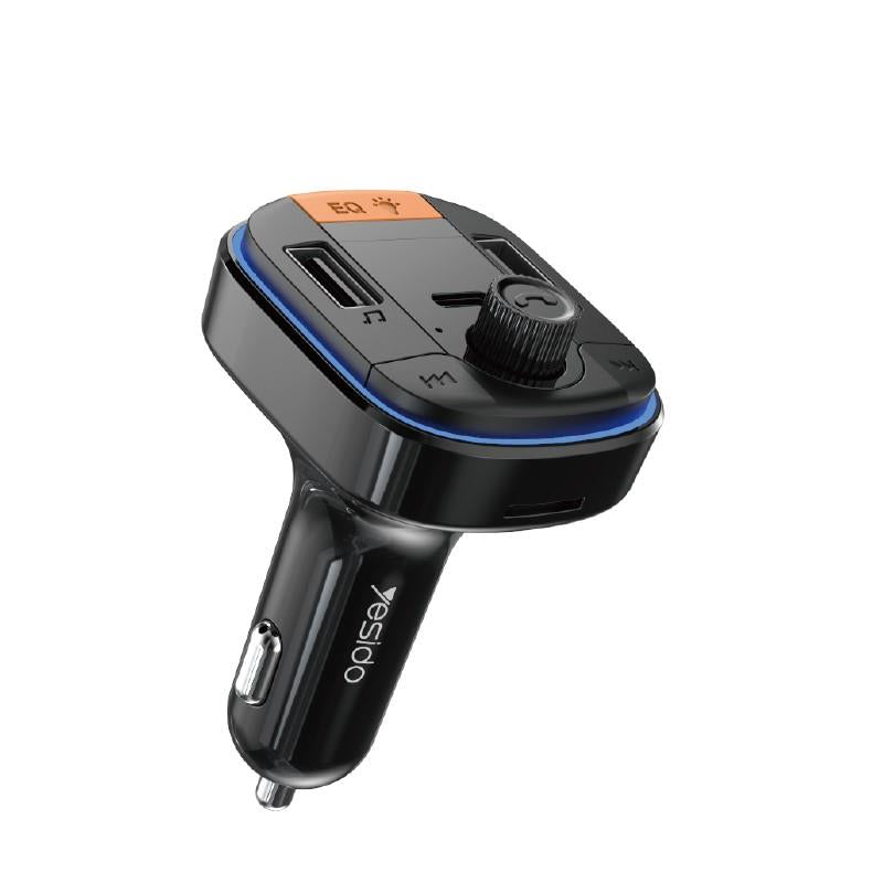 YESIDO BT5.0 FM TRANSMITTER Y45 43W LED USB-2xA+C + MICRO SD BLACK