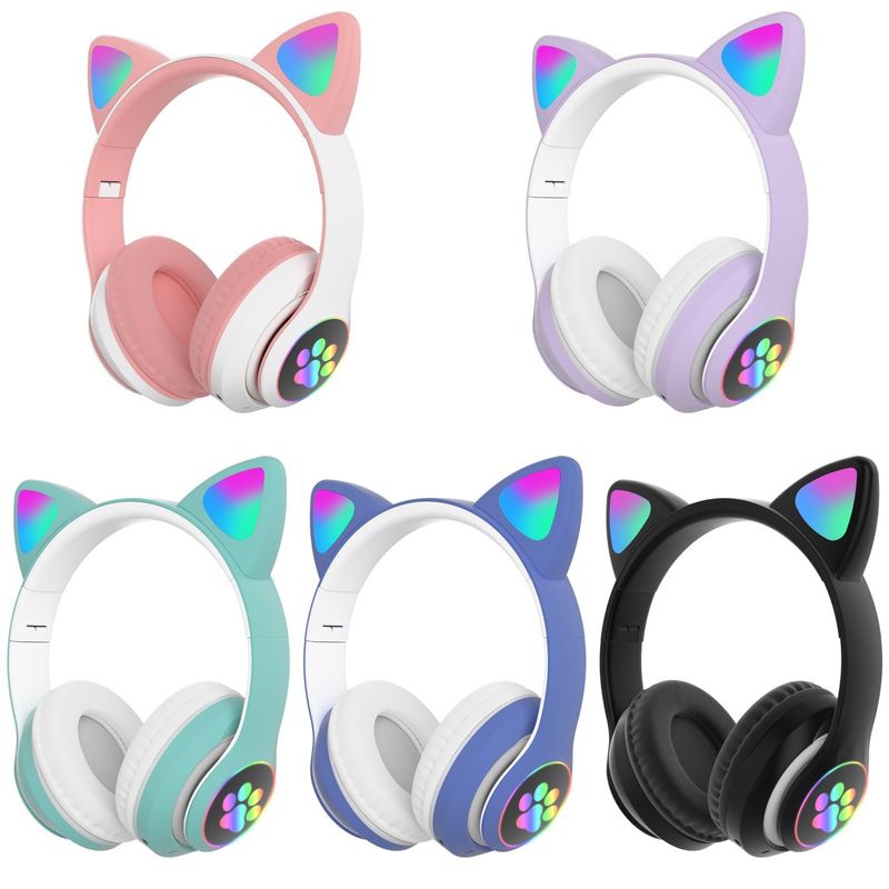 BLUETOOTH/LED HEADPHONES CAT EARS FOR CHILDREN BLUE