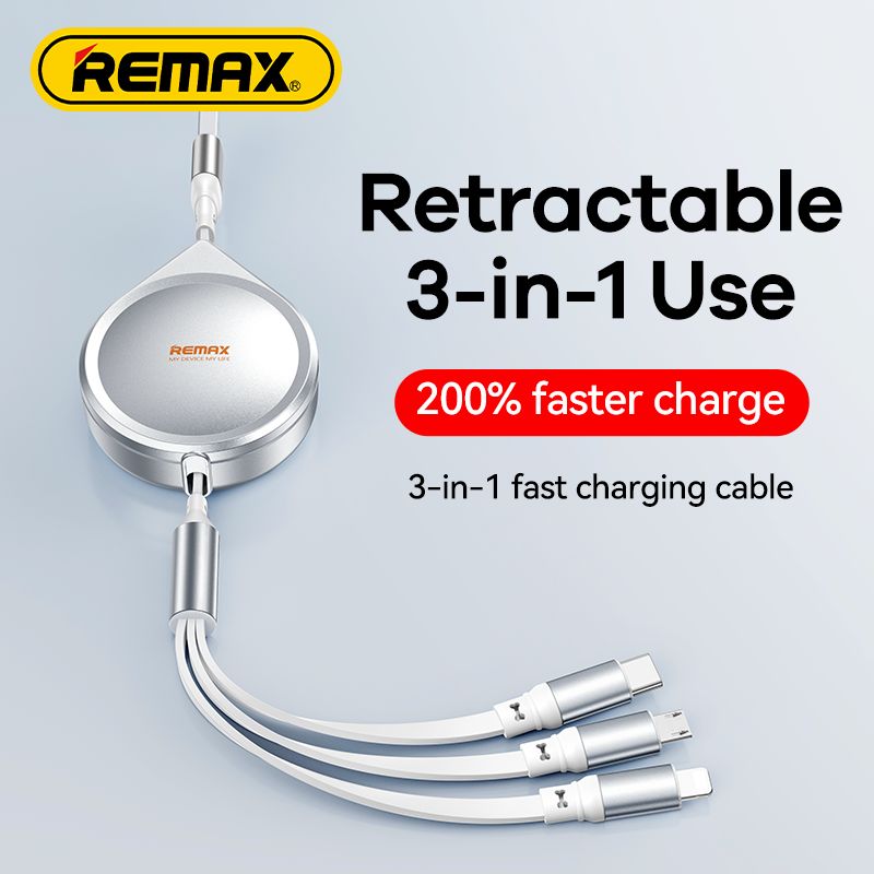 CABLE REMAX DRIP SERIES 15W 3IN1 USB-C/MICRO/LIGHTNING RC-C018 SILVER