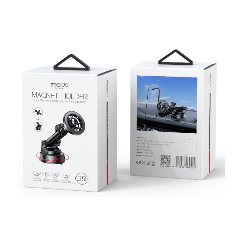 YESIDO MAGNETIC CAR HOLDER C158 (2IN1) MAGSAFE, BLACK