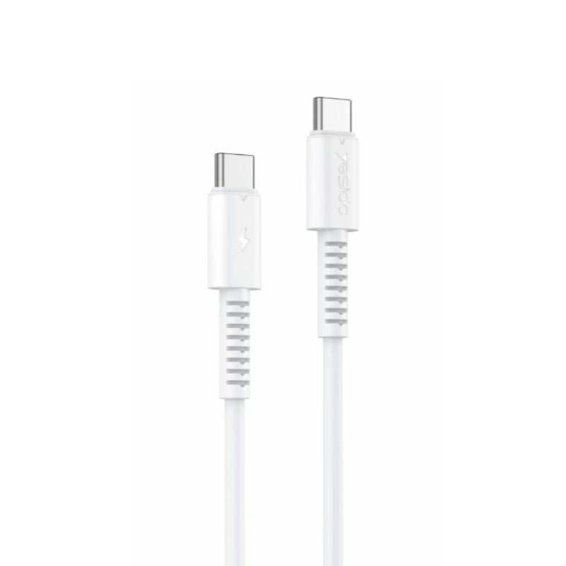 YESIDO CABLE CA154 PD 60W TYPE-C/TYPE-C 1M PVC 3A WHITE