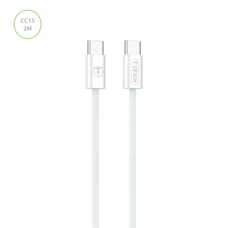 T-PHOX CABLE CC15 SERIES USB-C/USB-C 60W 3A 2M WHITE