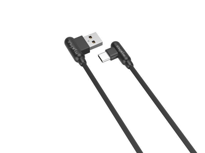 CABLE MX CORNER FAST CHARGE TYPE-C 2.4A/1M/BLACK ANGULAR