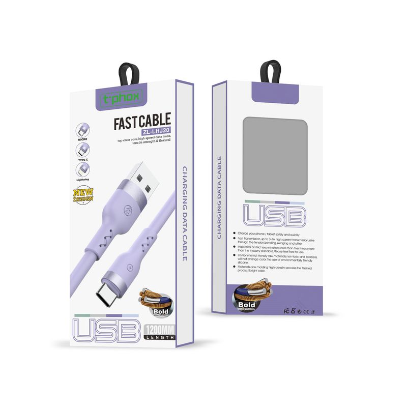 T-PHOX CABLE BOLD USB/LIGHTNING 3A SKY BLUE