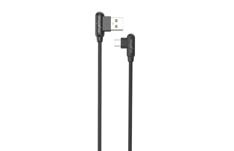 CABLE MX CORNER FAST CHARGE MICRO USB 2.4A/1M/ BLACK ANGULAR
