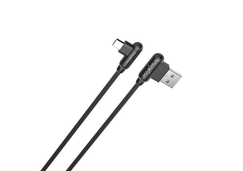 CABLE MX CORNER FAST CHARGE MICRO USB 2.4A/1M/ BLACK ANGULAR