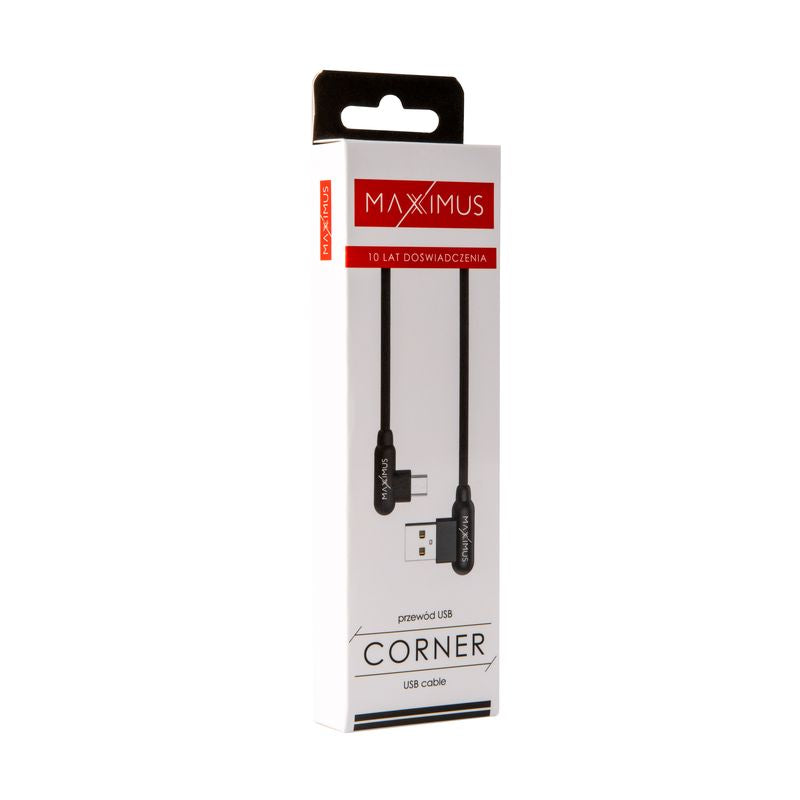 CABLE MX CORNER FAST CHARGE MICRO USB 2.4A/1M/ BLACK ANGULAR