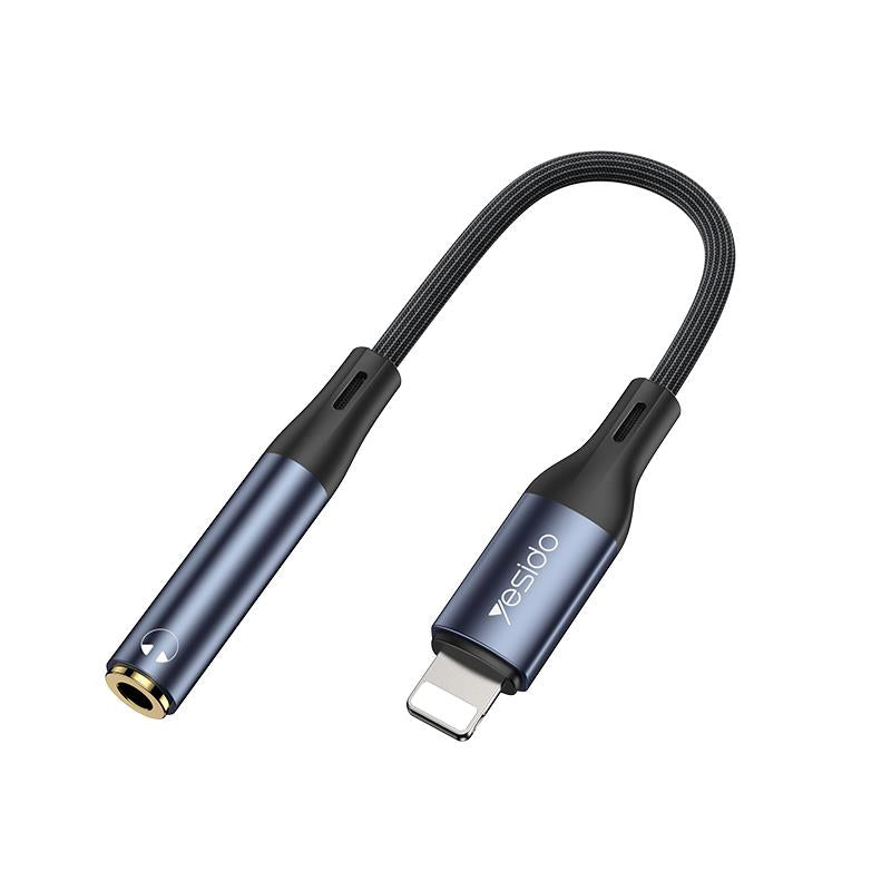 YESIDO AUDIO CABLE YAU37 LIGHTNING/3,5mm AUX FEMALE 12CM BLACK