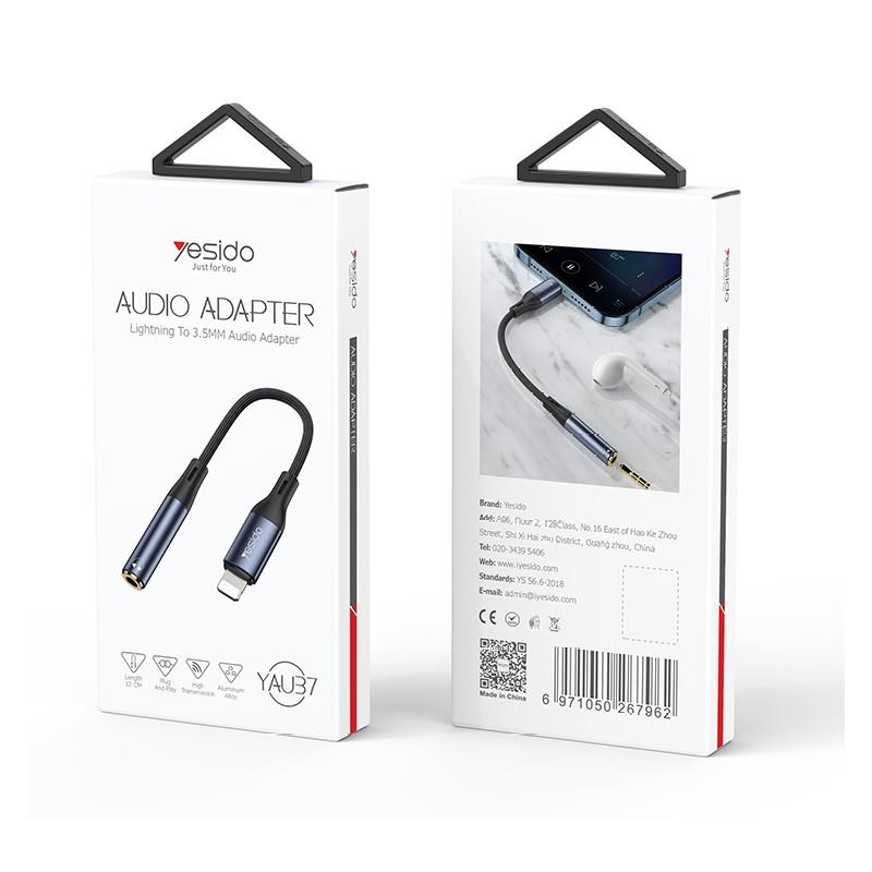 YESIDO AUDIO CABLE YAU37 LIGHTNING/3,5mm AUX FEMALE 12CM BLACK
