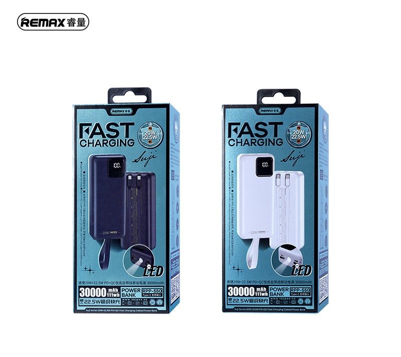 POWERBANK REMAX SUJI SERIES 30000mAh RPP-550 PD 20W + QC 22,5W BLUE