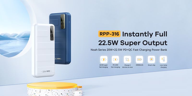 POWERBANK REMAX NOAH SERIES 20000mAH RPP-316 PD20W+QC 22,5W BLUE