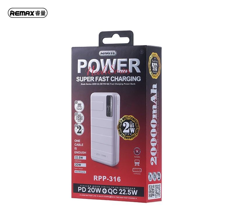 POWERBANK REMAX NOAH SERIES 20000mAH RPP-316 PD20W+QC 22,5W BLUE