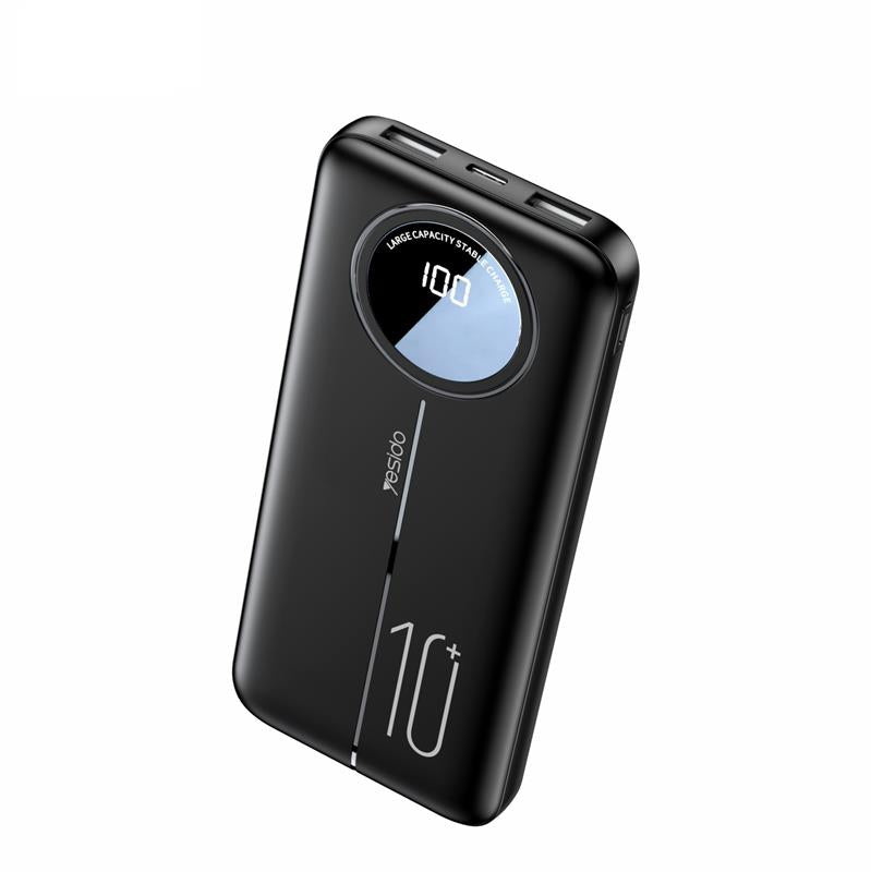 yesido Powerbank YP40 10 000 mAh LED, 2xUSB-A + USB-C, BLACK