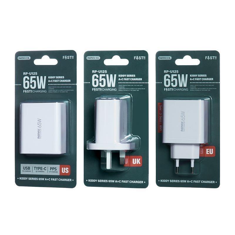 WALL CHARGER KIDDY SERIES 65w RP-U125 USB/USB-C WHITE