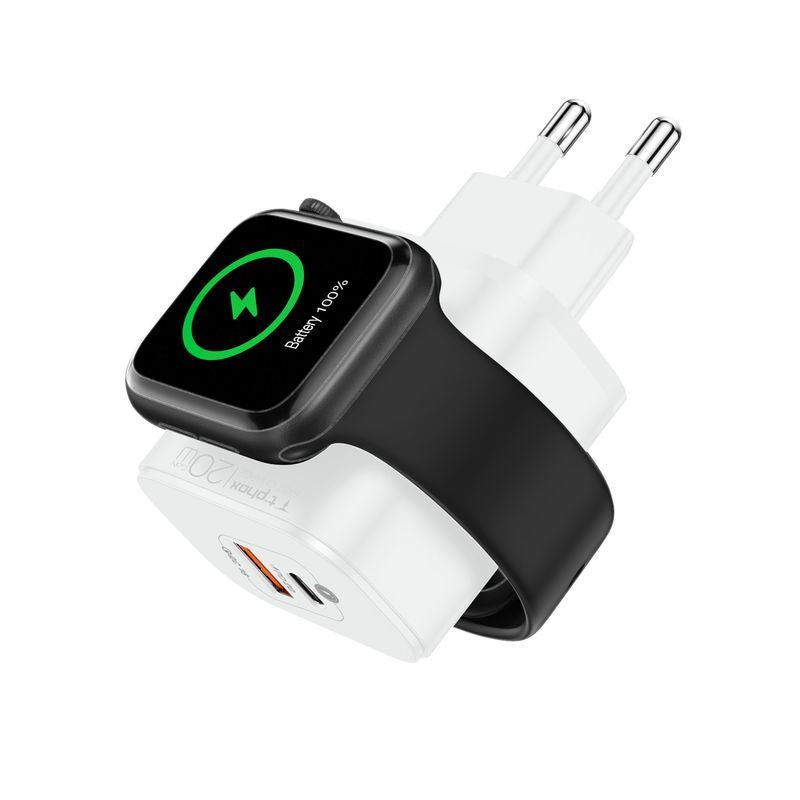 WALL CHARGER T-PHOX T-PP20 GAN iWATCH 3IN1 WHITE