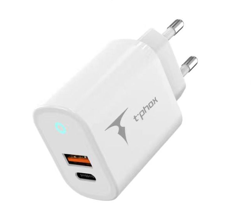 WALL CHARGER T-PHOX GLORY 45W USB/USB-C WHITE