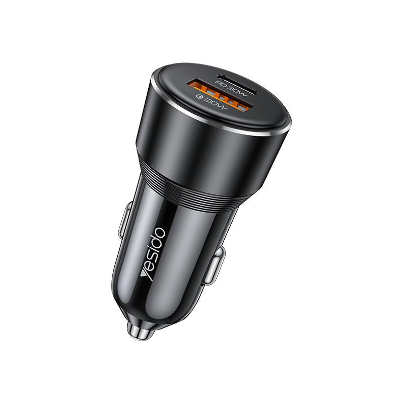 YESIDO CAR CHARGER Y64 50W FAST CHARGING USB-A+C BLACK