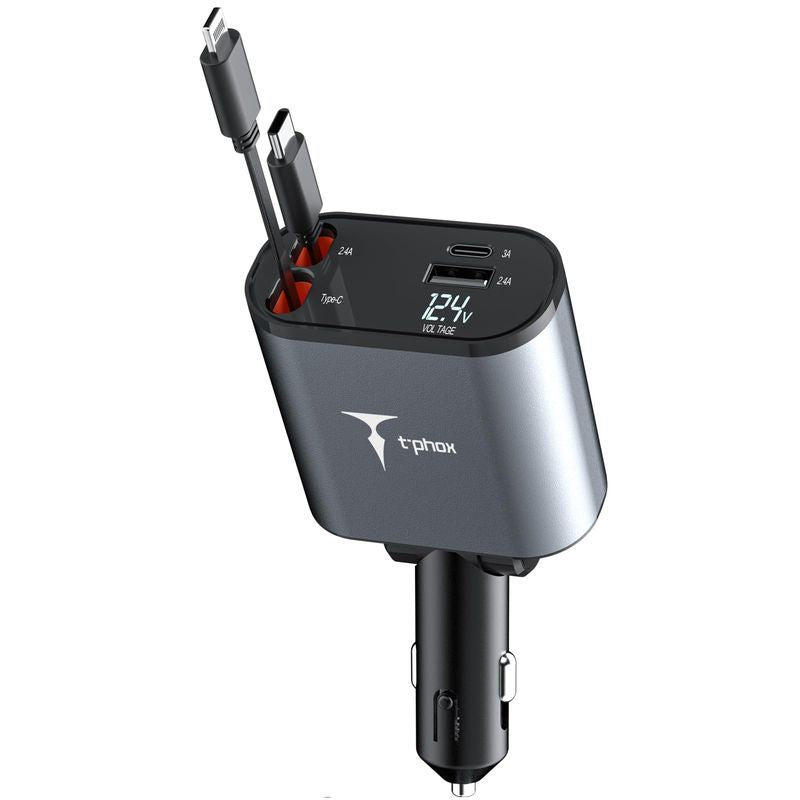 CAR CHARGER T-PHOX FLEXIT 4IN1 86W GREY
