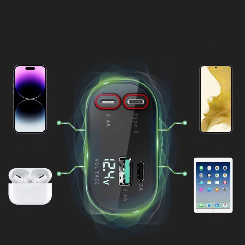 CAR CHARGER T-PHOX FLEXIT 4IN1 86W GREY